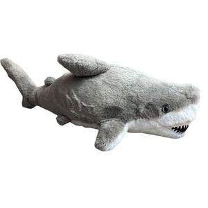 The Petting Zoo SOFT GREY SHARK 14" Plush STUFFED ANIMAL Toy Jaws Ocean